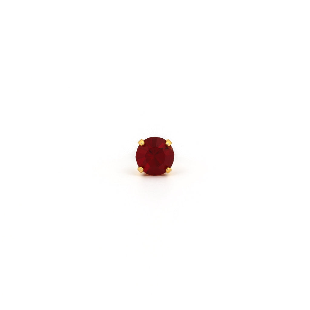 Sensitive Puff Pad Fashion - 5mm - January Garnet Crystal - Gold Plated