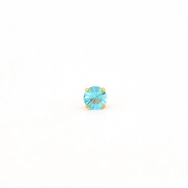 Sensitive Puff Pad Fashion - 5mm - March Aquamarine Crystal - Gold Plated