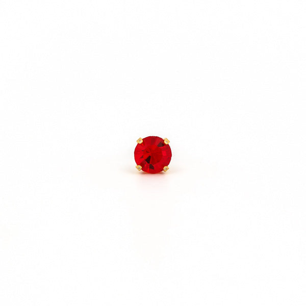 Sensitive Puff Pad Fashion - 5mm - July Ruby Crystal - Gold Plated