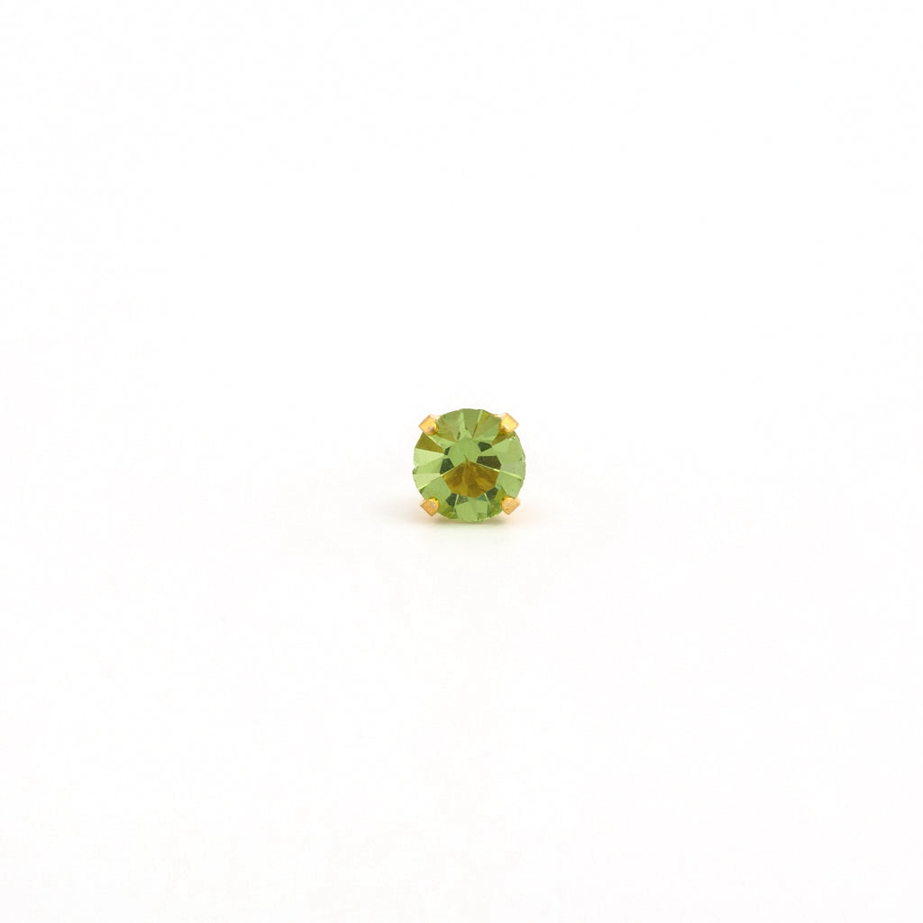 Sensitive Puff Pad Fashion - 5mm - August Peridot Crystal - Gold Plated