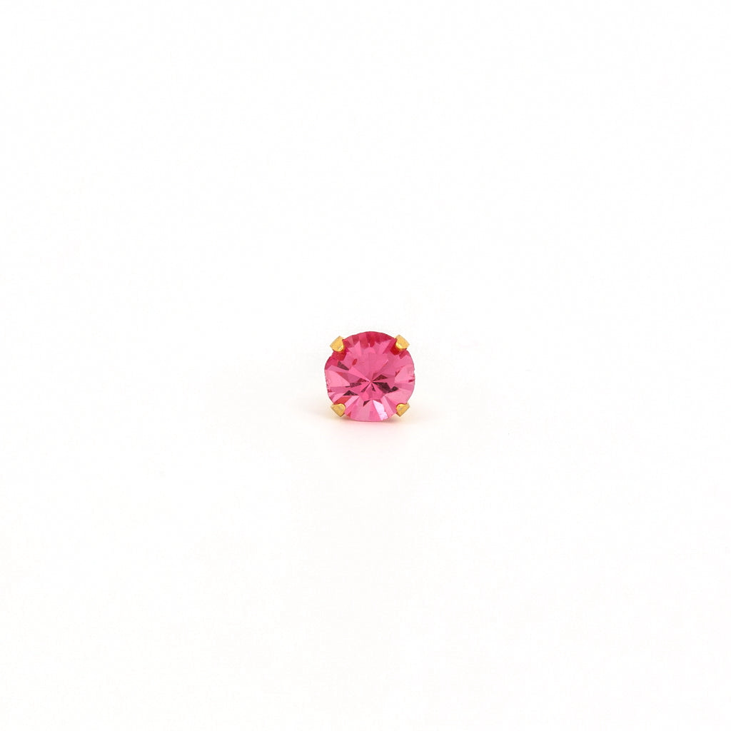 Sensitive Puff Pad Fashion - 5mm - October Rose Crystal - Gold Plated