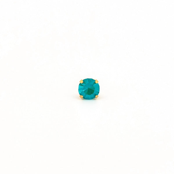 Sensitive Puff Pad Fashion - 5mm - December Blue Zircon Crystal - Gold Plated