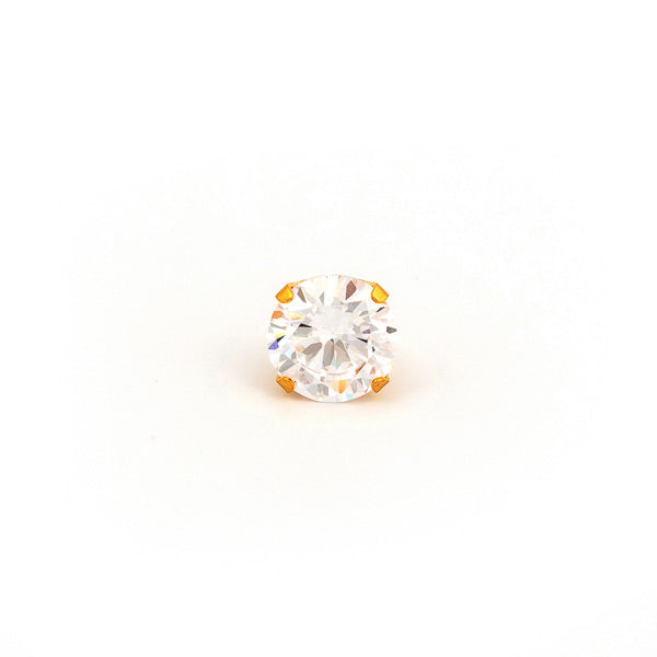 Sensitive Puff Pad Fashion - 8mm - Prong-Set Cubic Zirconia - Gold Plated