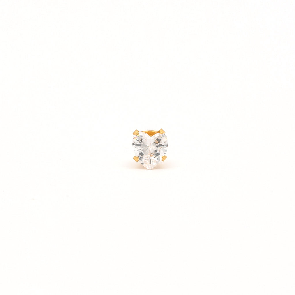 Sensitive Puff Pad Fashion - 5X5mm - Heart Prong-Set Cubic Zirconia - Gold Plated