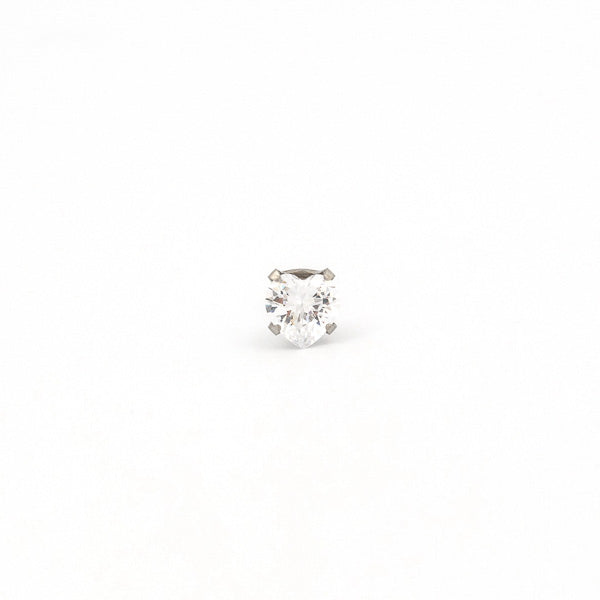 Sensitive Puff Pad Fashion - 5X5mm - Heart Prong-Set Cubic Zirconia - Stainless Steel