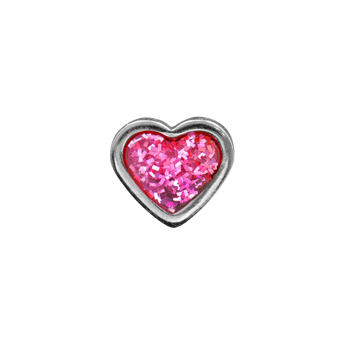 Tiny Tips Heart Studs - 6x6mm - Pink Glitter - Stainless Steel