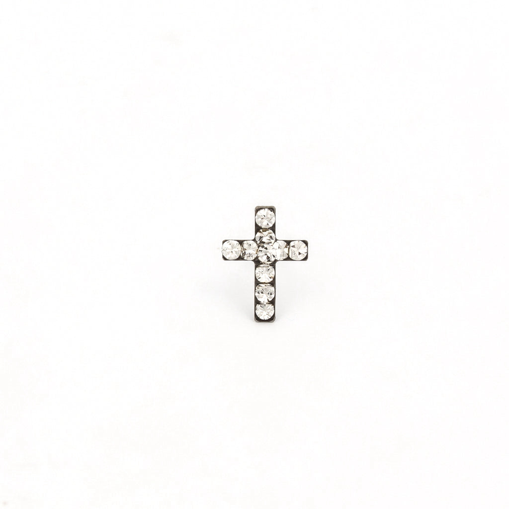 Tiny Tips Cross Crystal Studs - Apr Crystal - Stainless Steel
