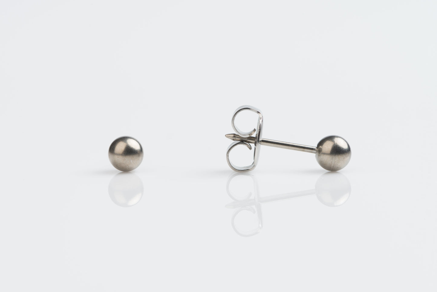 System 75™ Ball Piercing Studs - 4mm - Long Post - 14K White Gold