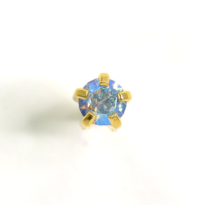 Shimmers Crystal Universal Flatpack Piercing Studs - Gold Plated - Sapphire Shimmer Crystal - Regular Adaptor