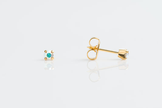 System 75™ Prong Set Birthstone Piercing Studs - 3mm - Rainbow AB Crystal - Gold Plated