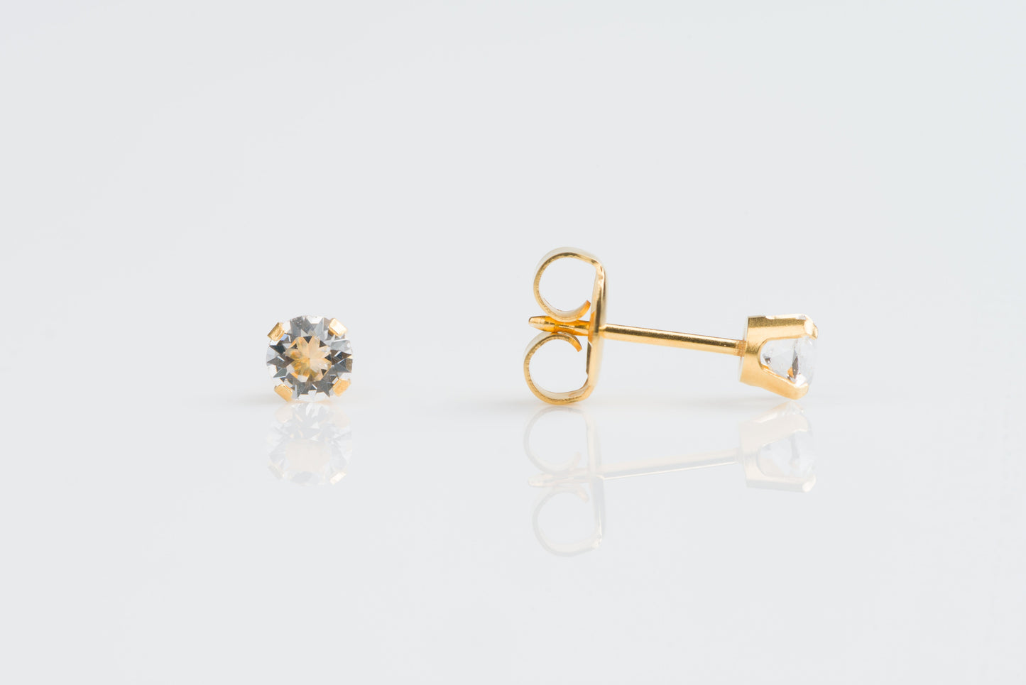 System 75™ Prong Set Cubic Zirconia Piercing Studs - 4mm - Regular Post - 14K Yellow Gold