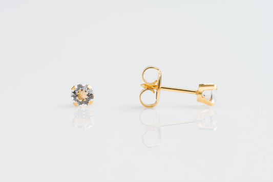 System 75™ Prong Set Cubic Zirconia Piercing Studs - 4mm - Regular Post - 14K Yellow Gold