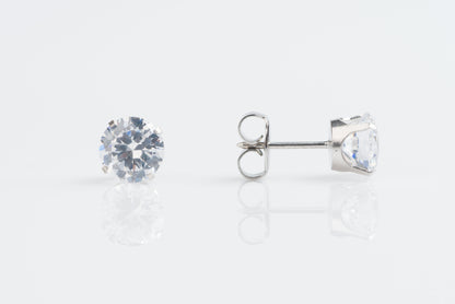 System 75™ Prong Set Cubic Zirconia Piercing Studs - 7mm - Regular Post - 14K White Gold