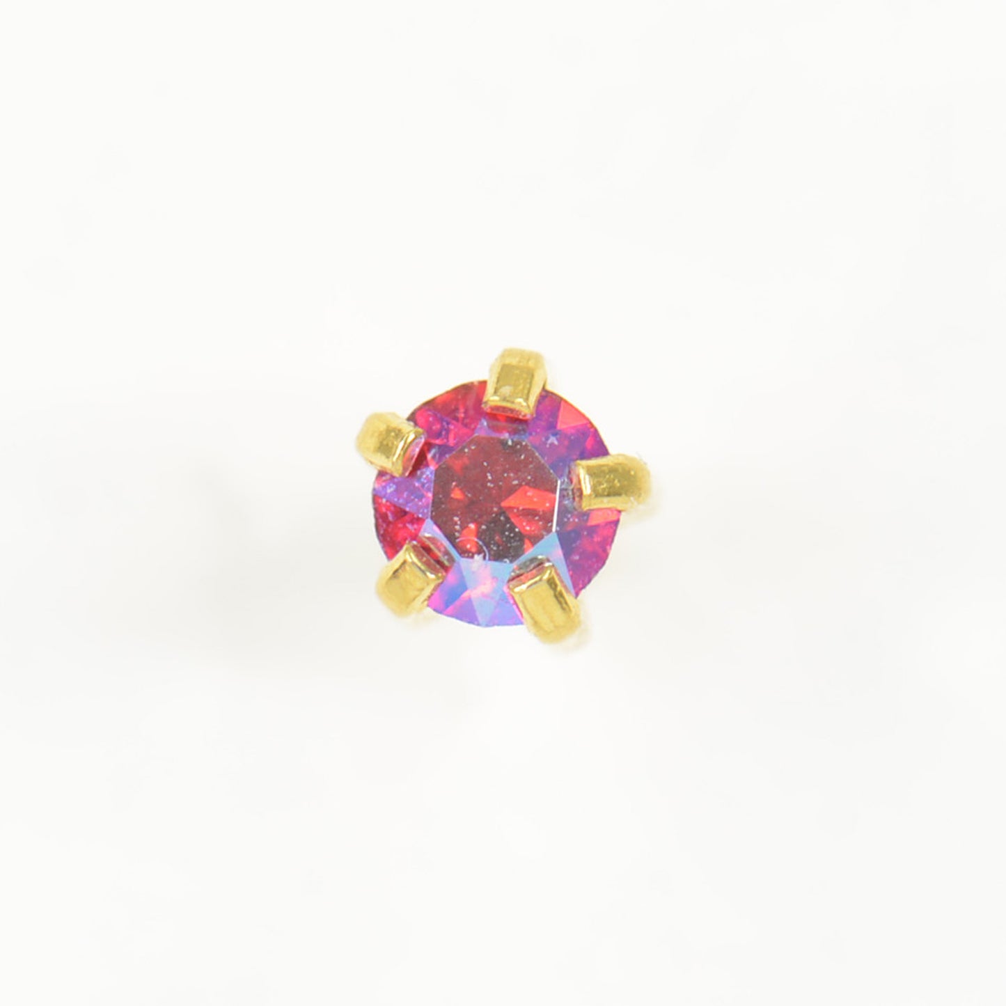 Shimmers Crystal Universal Flatpack Piercing Studs - Gold Plated - Scarlet Shimer Crystal - Regular Adaptor