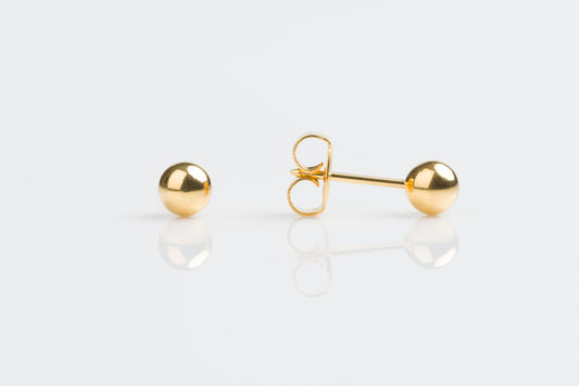 System 75  Ball Piercing Studs - 5mm - Regular Post - 14K Yellow Gold