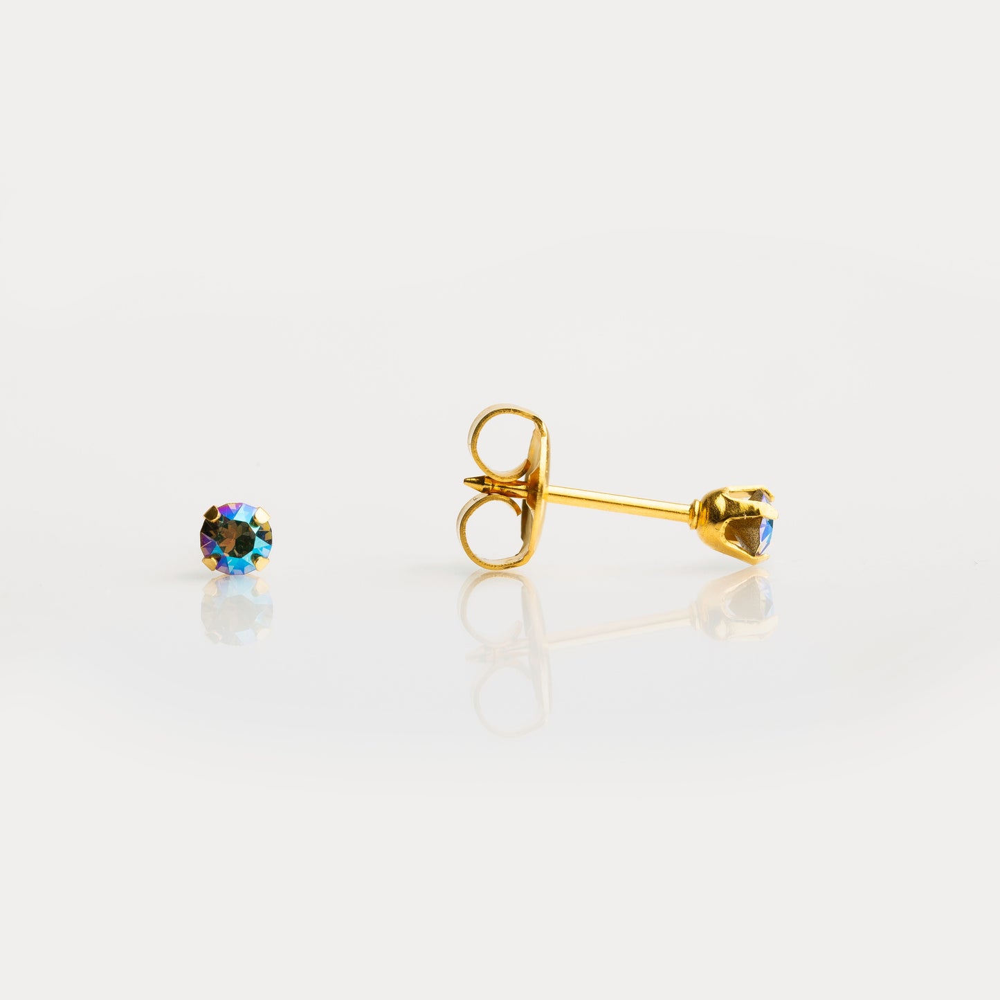 System 75™ Shimmer Crystal Piercing Studs - Diamond Crystal - Gold Plated