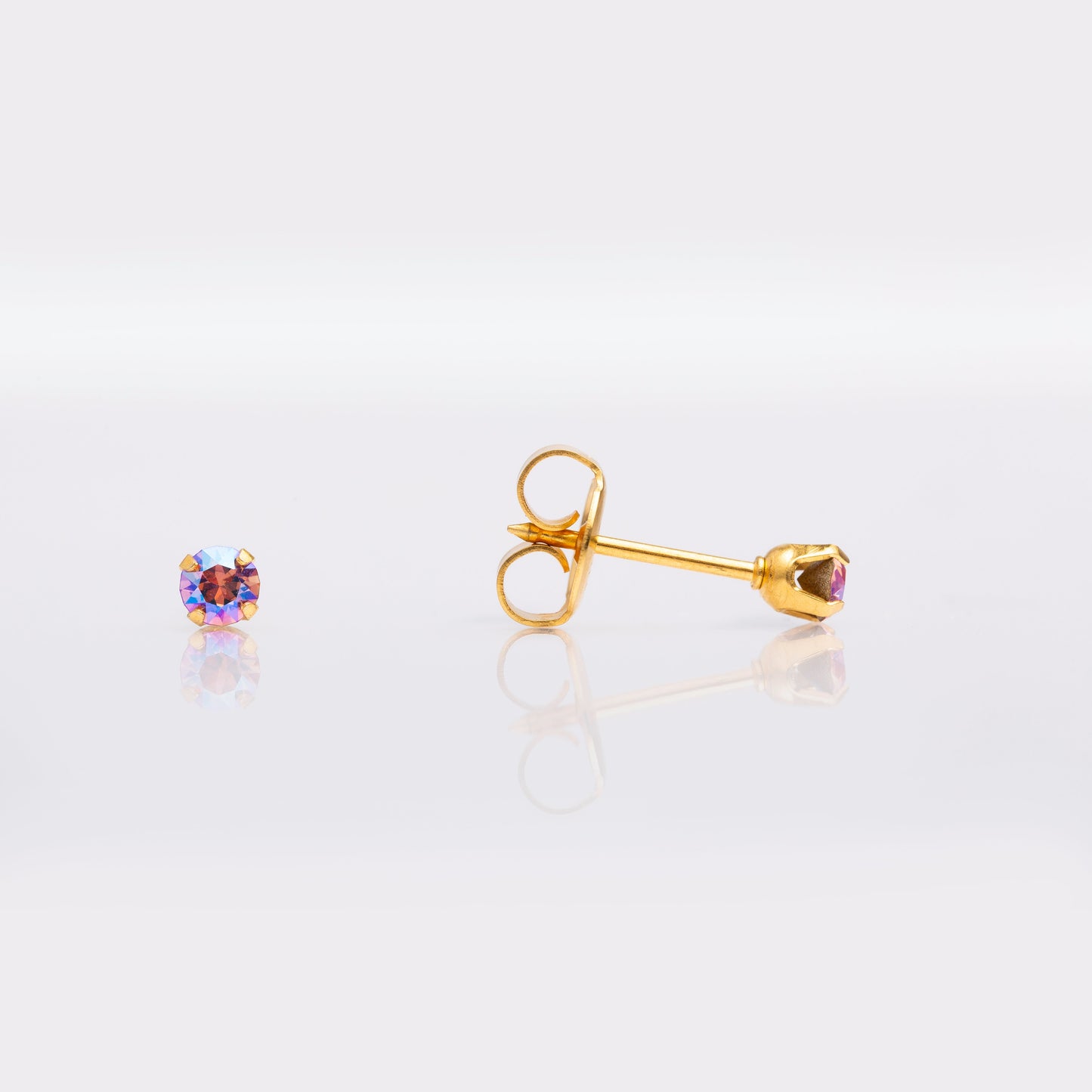 System 75™ Shimmer Crystal Piercing Studs - Light October Rose Crystal - Gold Plated