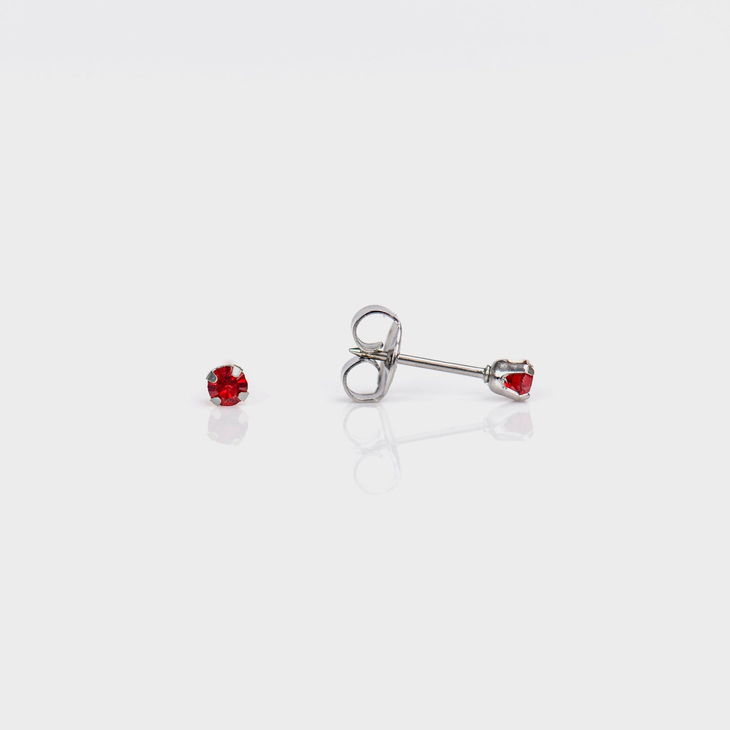 System 75™ Prong Set Birthstone Piercing Studs - 3mm - Rainbow AB Crystal - Stainless Steel