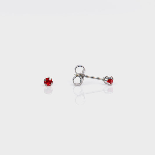 System 75™ Prong Set Birthstone Piercing Studs - 3mm - January Garnet Crystal - Stainless Steel