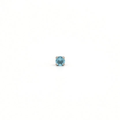 System 75™ Prong Set Birthstone Piercing Studs - 3mm - March Aquamarine Crystal - Stainless Steel