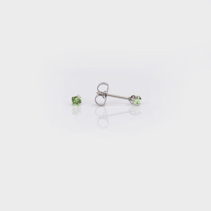 System 75™ Prong Set Birthstone Piercing Studs - 3mm - August Peridot Crystal - Stainless Steel