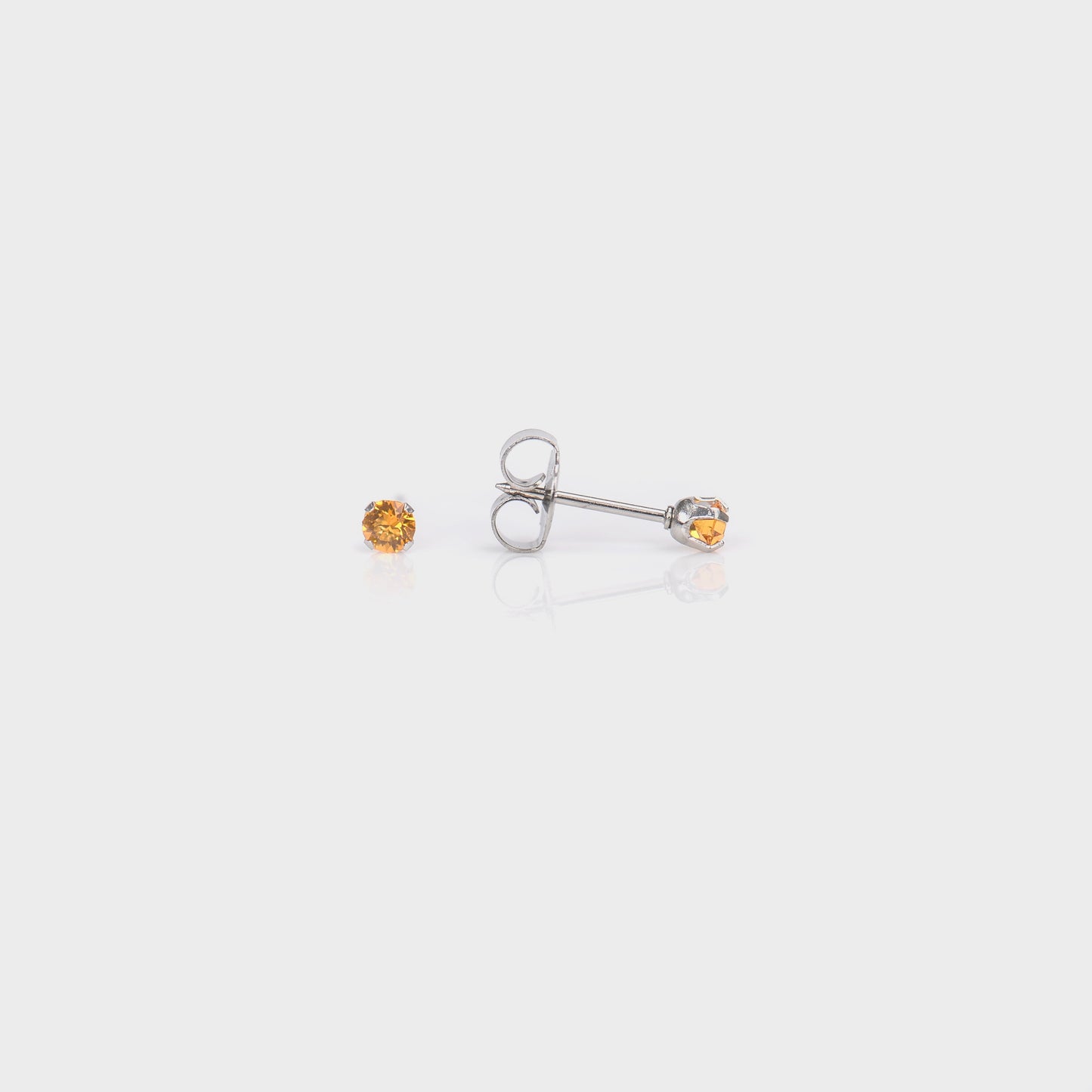 System 75™ Prong Set Birthstone Piercing Studs - 3mm - November Topaz Crystal - Stainless Steel