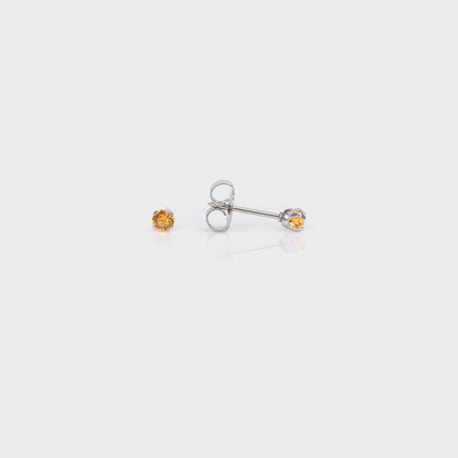 System 75™ Prong Set Birthstone Piercing Studs - 3mm - November Topaz Crystal - Stainless Steel