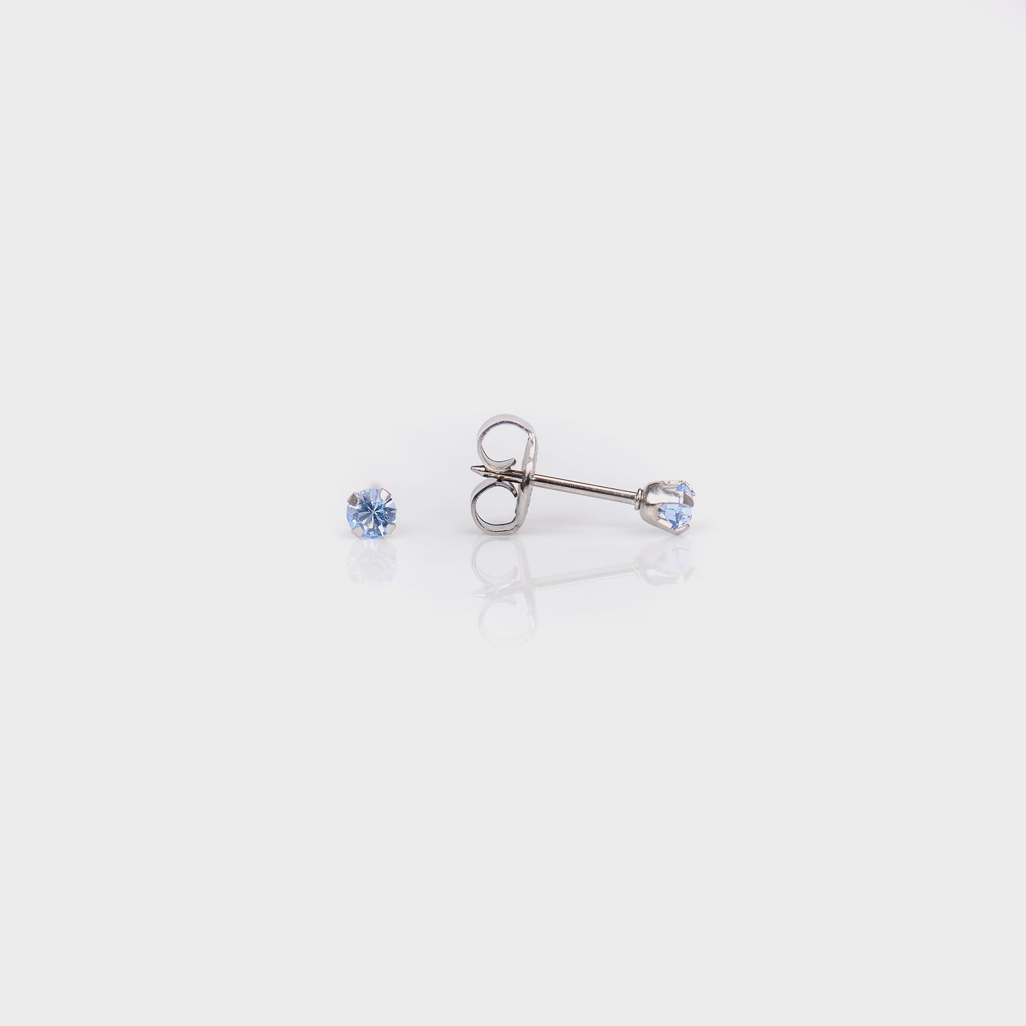 System 75™ Prong Set Birthstone Piercing Studs - 3mm - Light September Sapphire - Stainless Steel