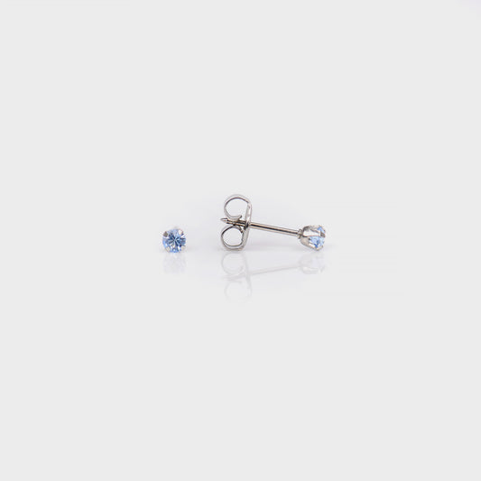 System 75™ Prong Set Birthstone Piercing Studs - 3mm - Light September Sapphire - Stainless Steel