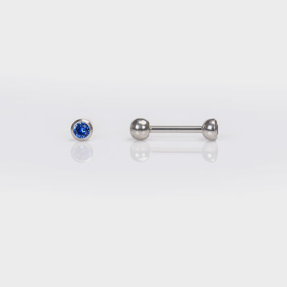 Barbell 3mm 3/8" 16 Gauge September Sapphire System 75™ Piercing Studs