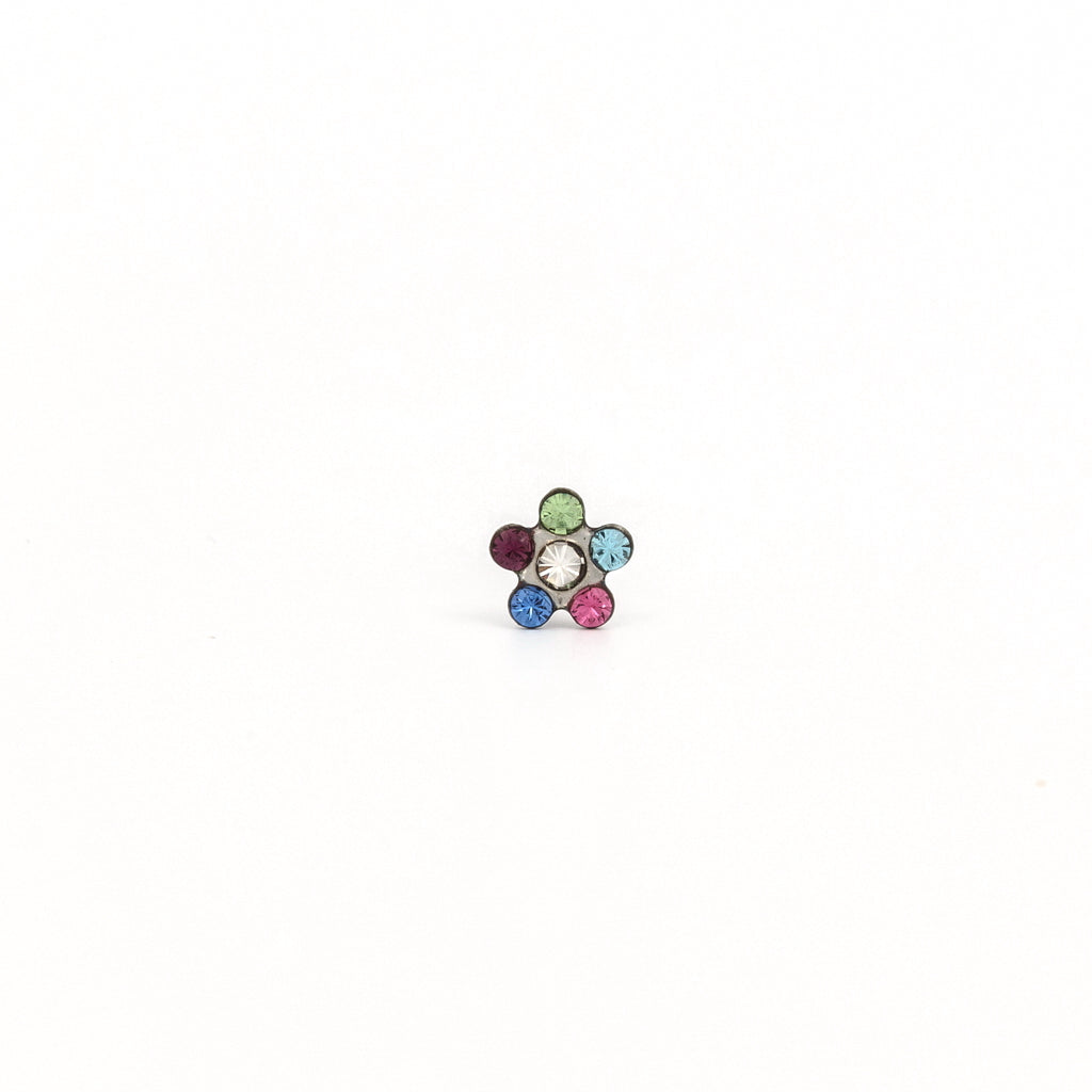 System 75™ Daisy Birthstone Piercing Studs - Rainbow Crystal - Regular Post - Stainless Steel