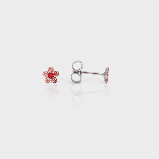 System 75  Daisy Birthstone Piercing Studs - Padpardscha/July Ruby - Regular Post - Stainless Steel