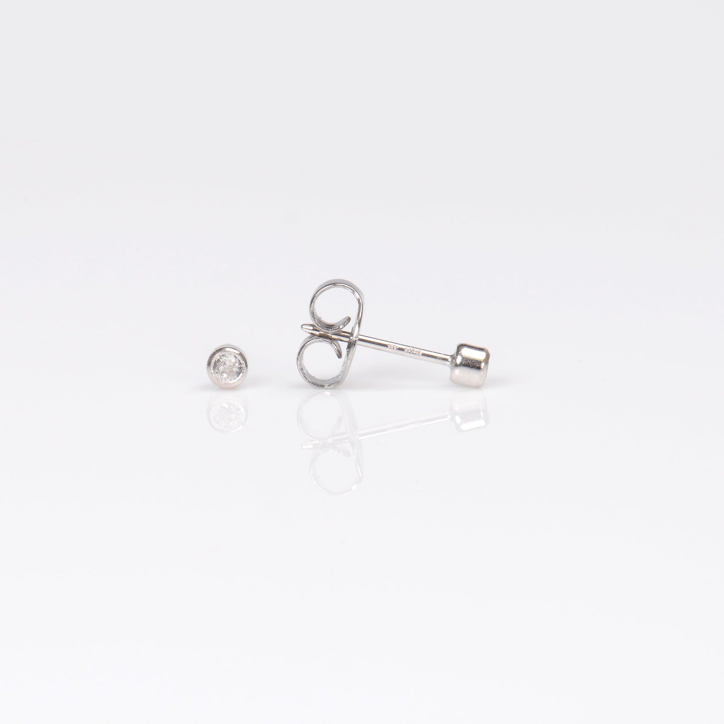 System 75™ Bezel Set Piercing Studs - 2mm - April Clear Crystal - 14K White Gold