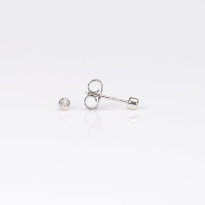 System 75™ Bezel Set Piercing Studs - 2mm - April Clear Crystal - 14K White Gold