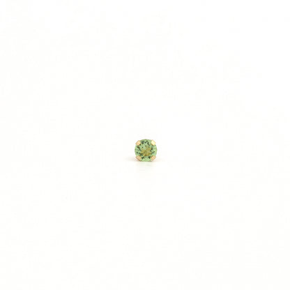 System 75™ Prong Set Birthstone Piercing Studs - 3mm - August Peridot Crystal - 14K Yellow Gold