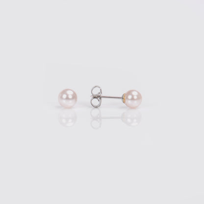 System 75™ Pink Pearl Piercing Studs - 6mm - 14K White Gold