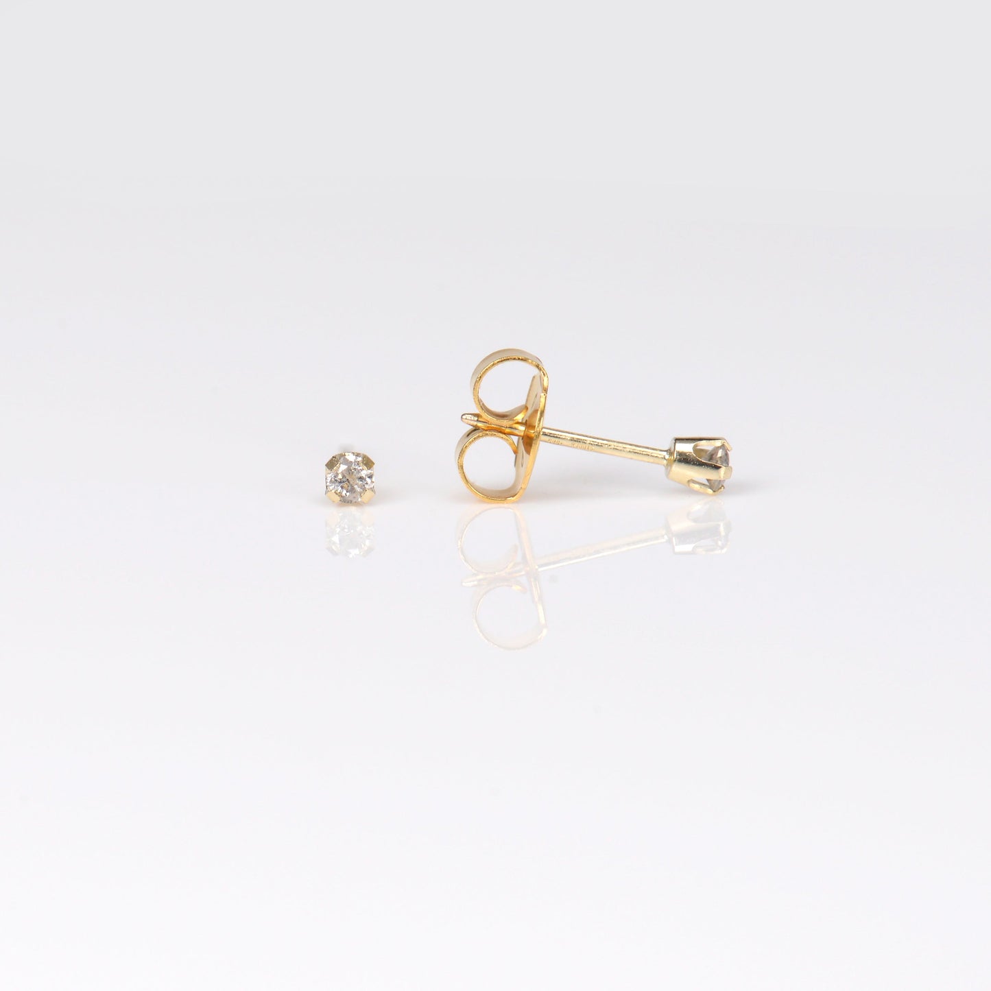 System 75™ Prong Set Natural Diamond Piercing Studs - 8 point - 14K Yellow Gold