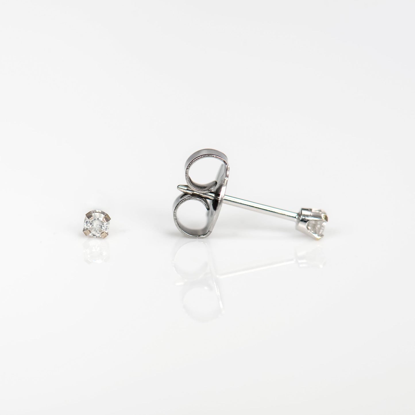 System 75™ Prong Set Natural Diamond Piercing Studs - 3 point - 14K White Gold