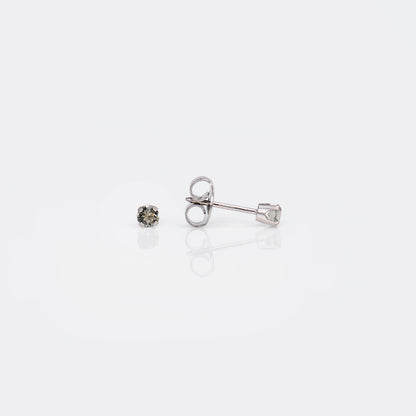 System 75™ Prong Set Black Diamond Crystal Piercing Studs - 3mm - 14K White Gold