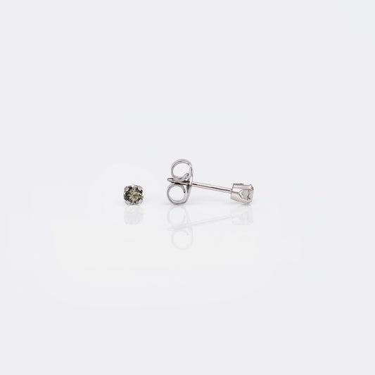 System 75™ Prong Set Black Diamond Crystal Piercing Studs - 3mm - 14K White Gold