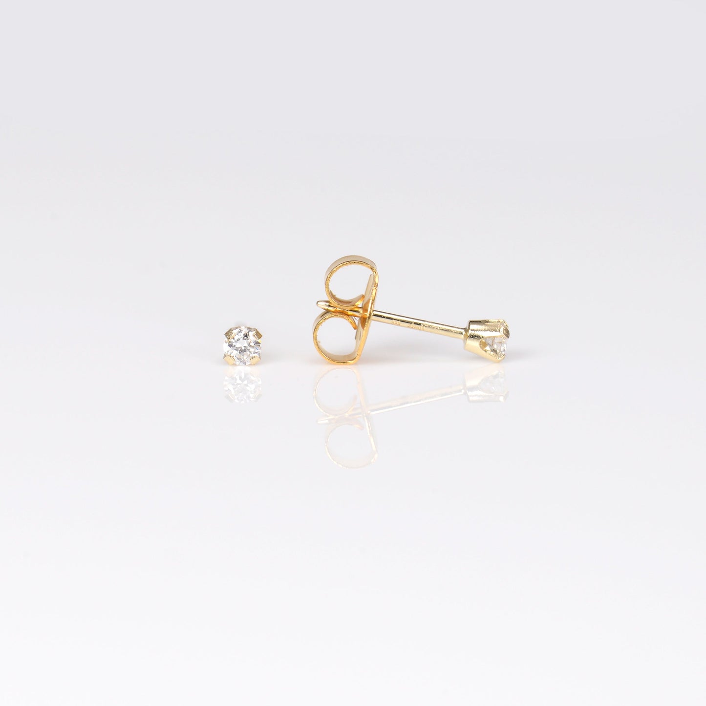System 75  Lab Created Diamond Piercing Studs - 8 points - 14K Yellow Gold