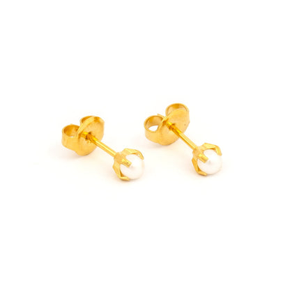 System 75™ Prong Set Pearl Piercing Studs - 4mm - Regular Post - Gold Plated