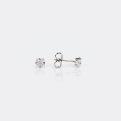 System 75™ Prong Set Princess Cut Piercing Studs - 4x4 - Stainless Steel