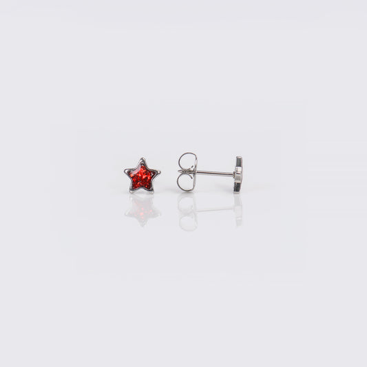 System 75™ Glitter Star Piercing Studs - Red - Stainless Steel