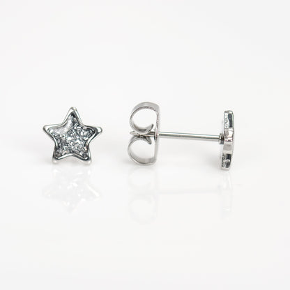 System 75™ Glitter Star Piercing Studs - Clear - Stainless Steel