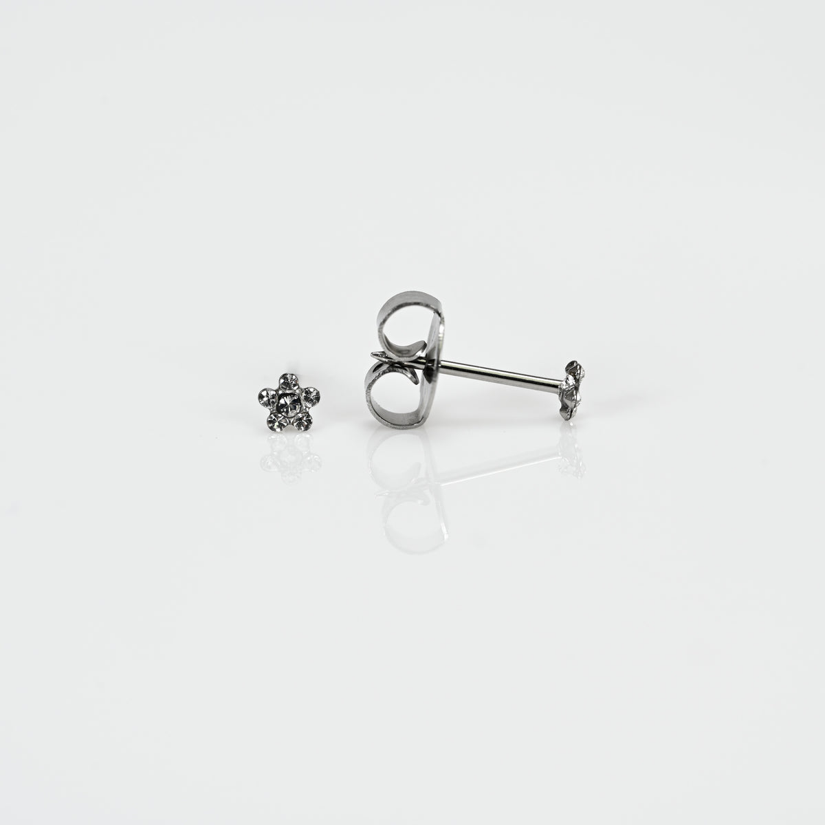 System 75 Mini Daisy Piercing Studs - April Crystal - Regular Post - Stainless Steel