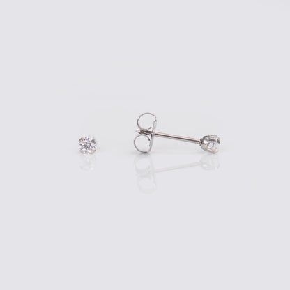 System 75™ Prong Set Cubic Zirconia Piercing Studs - 2mm - Regular Post - 14K White Gold