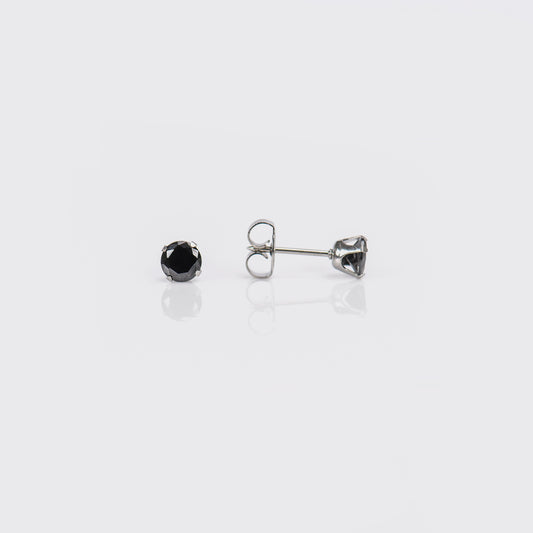 System 75™ Prong Set Black Cubic Zirconia Piercing Studs - 5mm - Stainless Steel