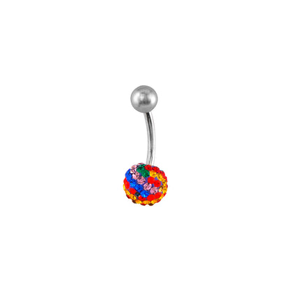 Baby Phat 14 Gauge Navel Jewelry- Rainbow ball - Stainless Steel