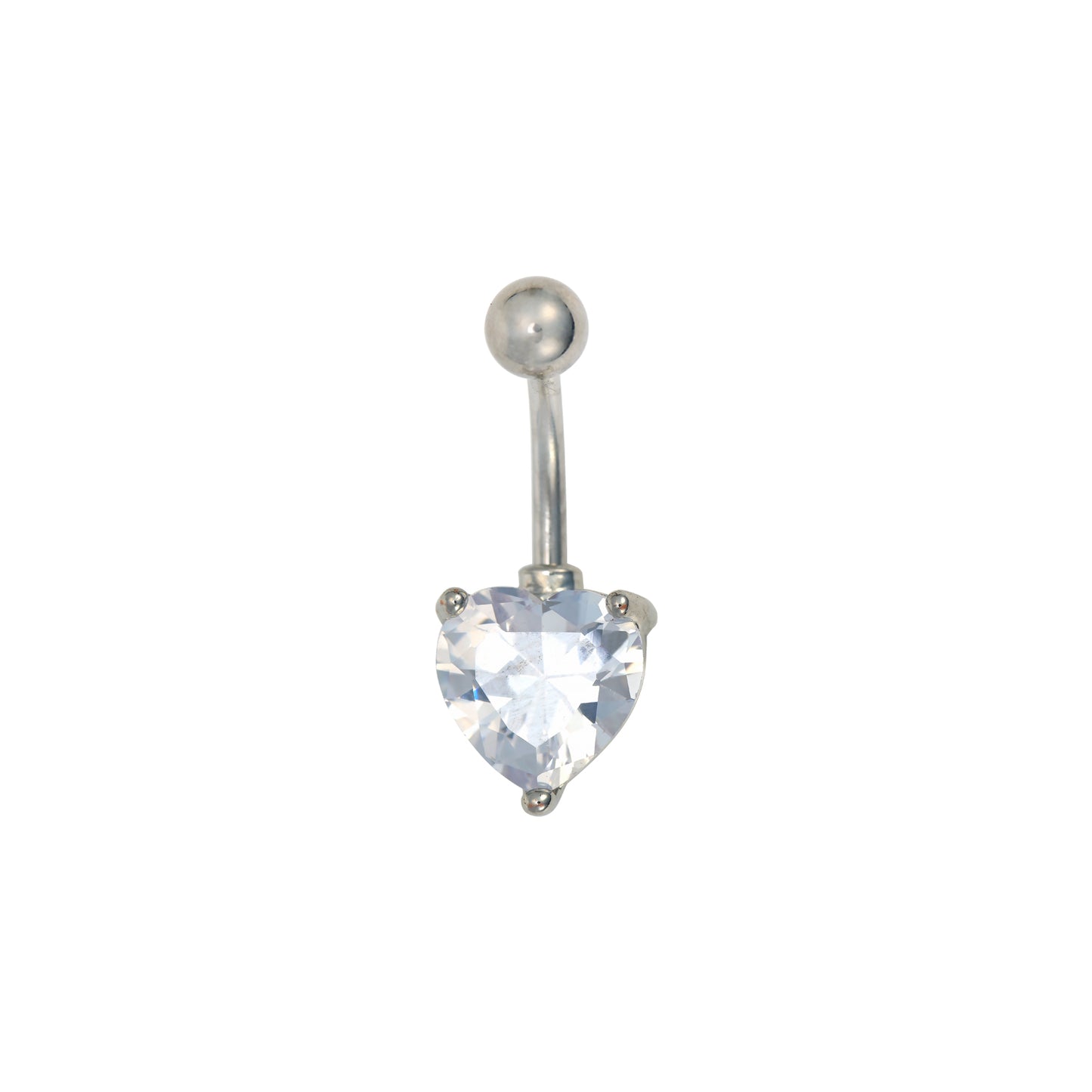 Baby Phat 14 Gauge Heart Navel Jewelry - April Crystal - Stainless Steel